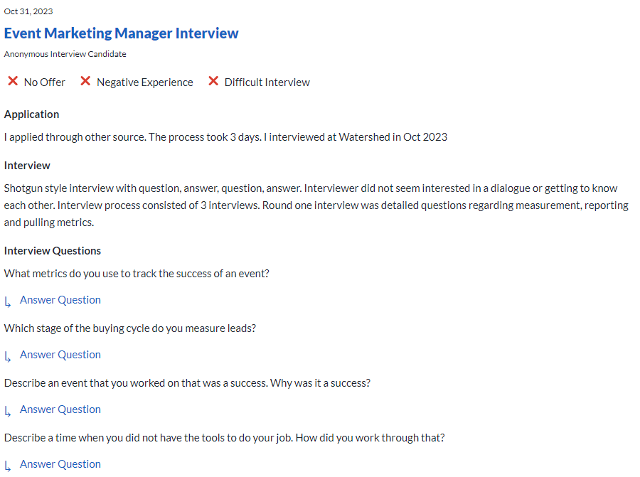 Event marketing manager interview